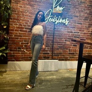 Frannie White Feather Top